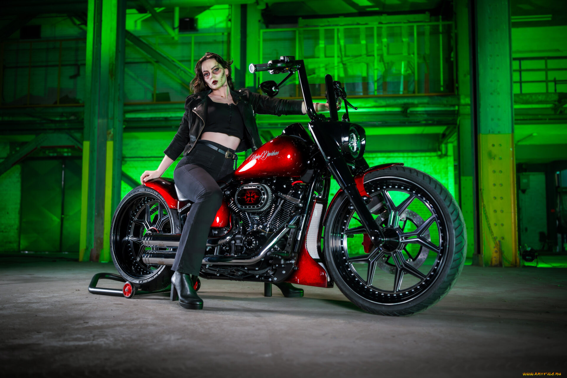 ,   , harley-davidson, softail, fat, boy, customized, custombikes, night, blood, american, girl